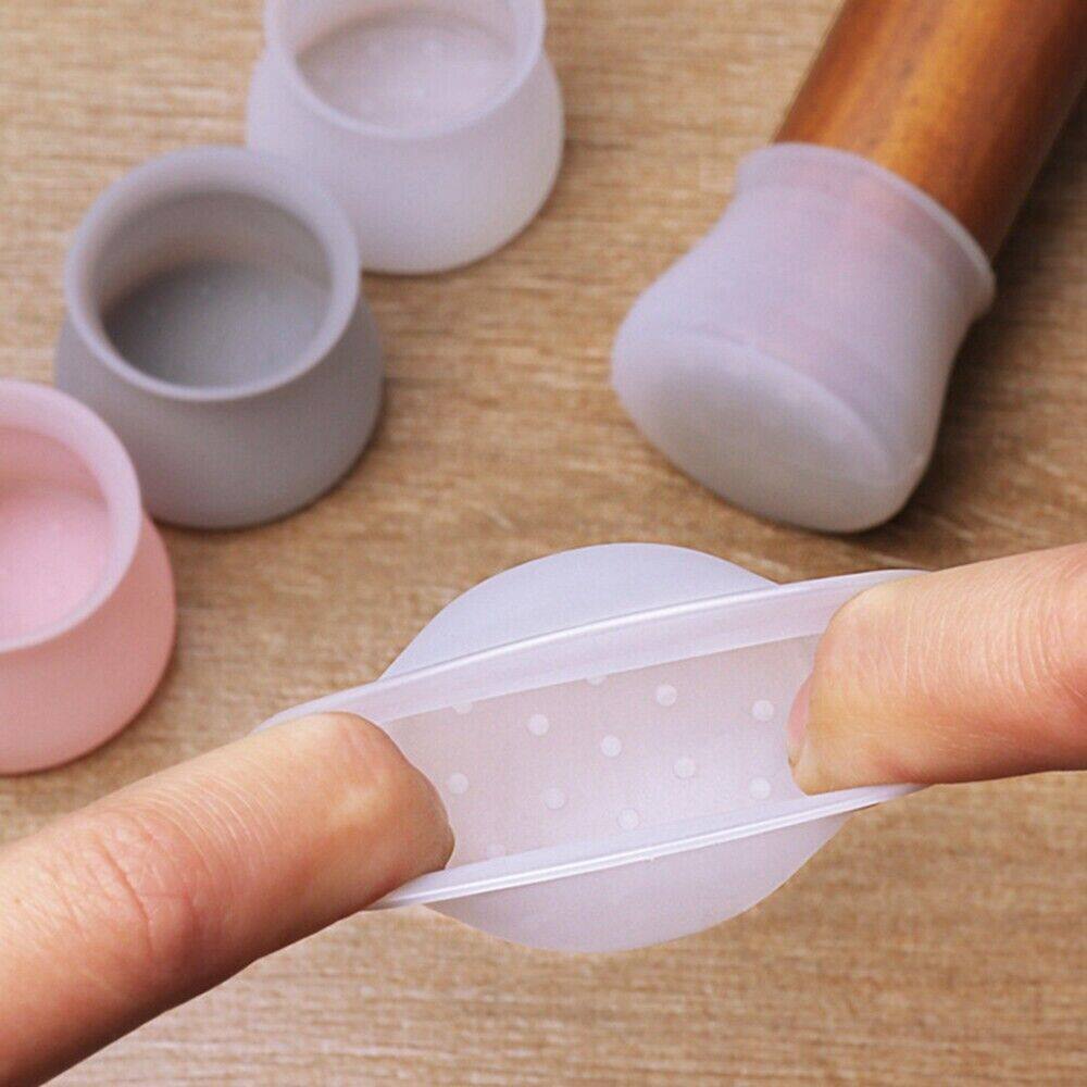 Outdoor Furniture Leg Protectors - 20Pcs Chair Floor Protectors Gray Silicon