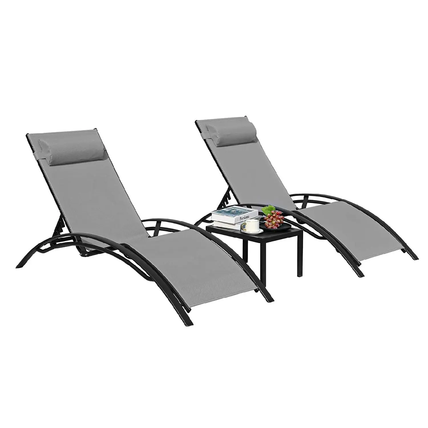 Outdoor Furniture Recliner Set - Aluminum Lounge Chair for Outside with