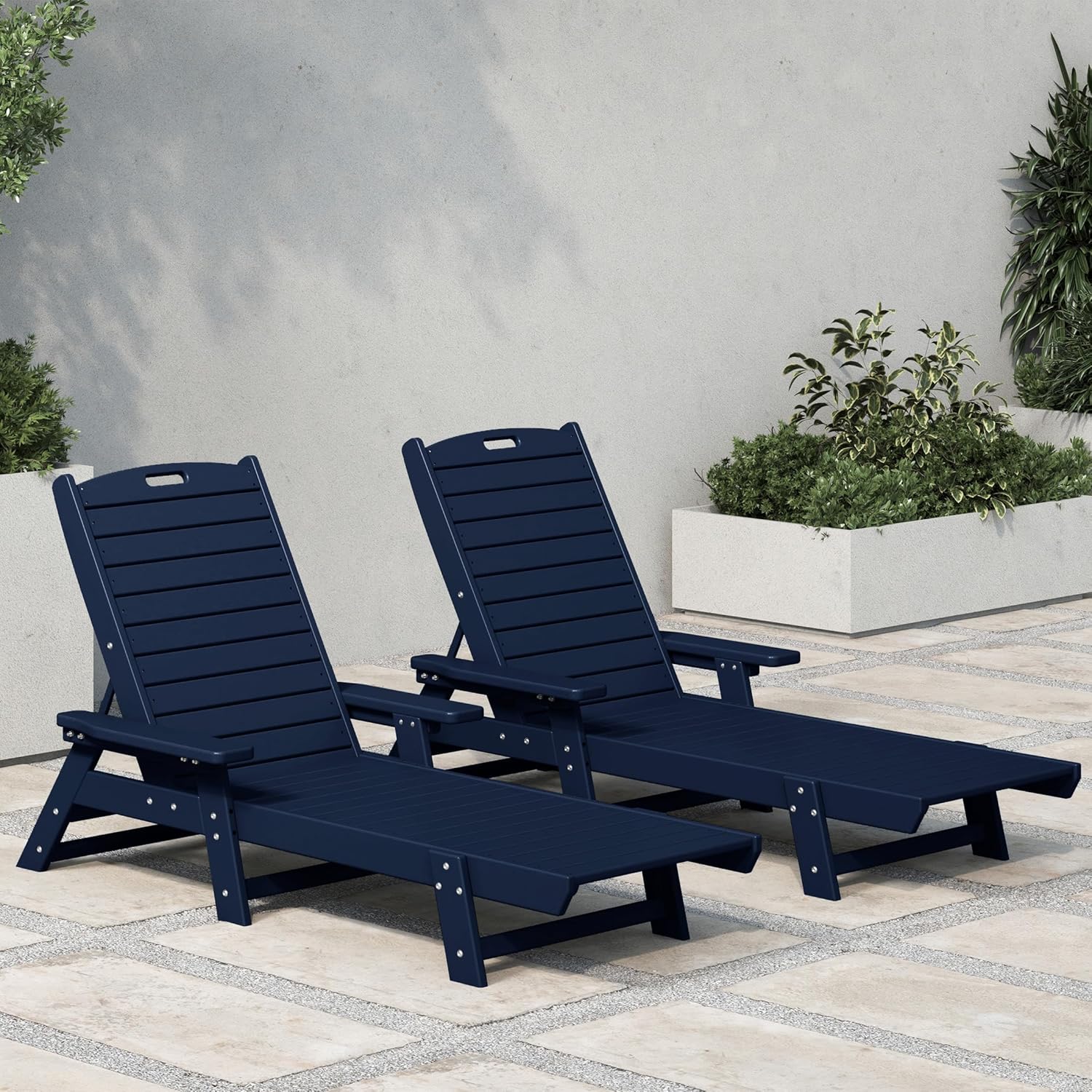 Outdoor Furniture Recliner Set - Malibu Poly Reclining Chaise Lounge (Set