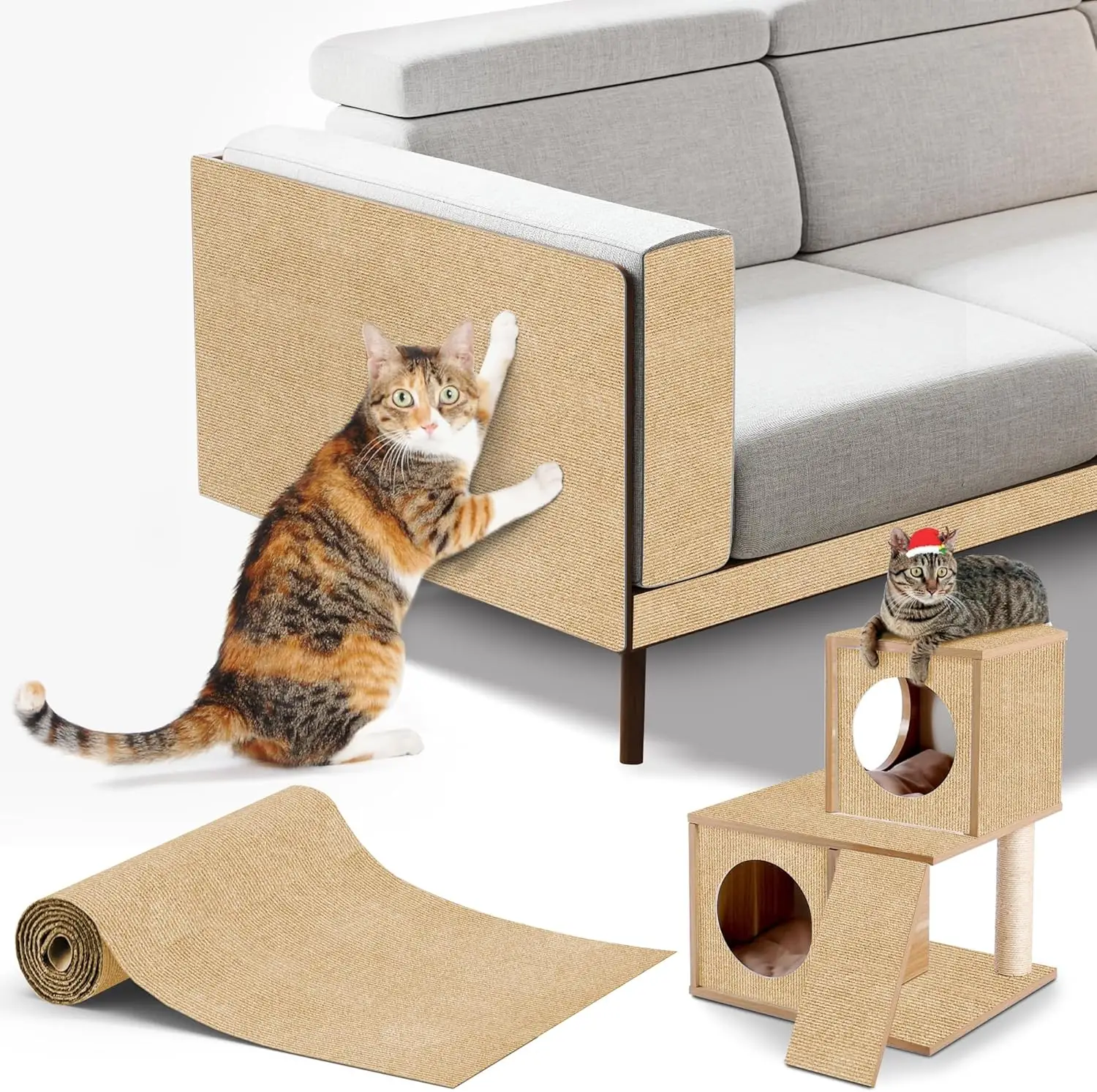 Outdoor Furniture Leg Protectors - Trimmable Self Adhesive Cat Scratch Carpet