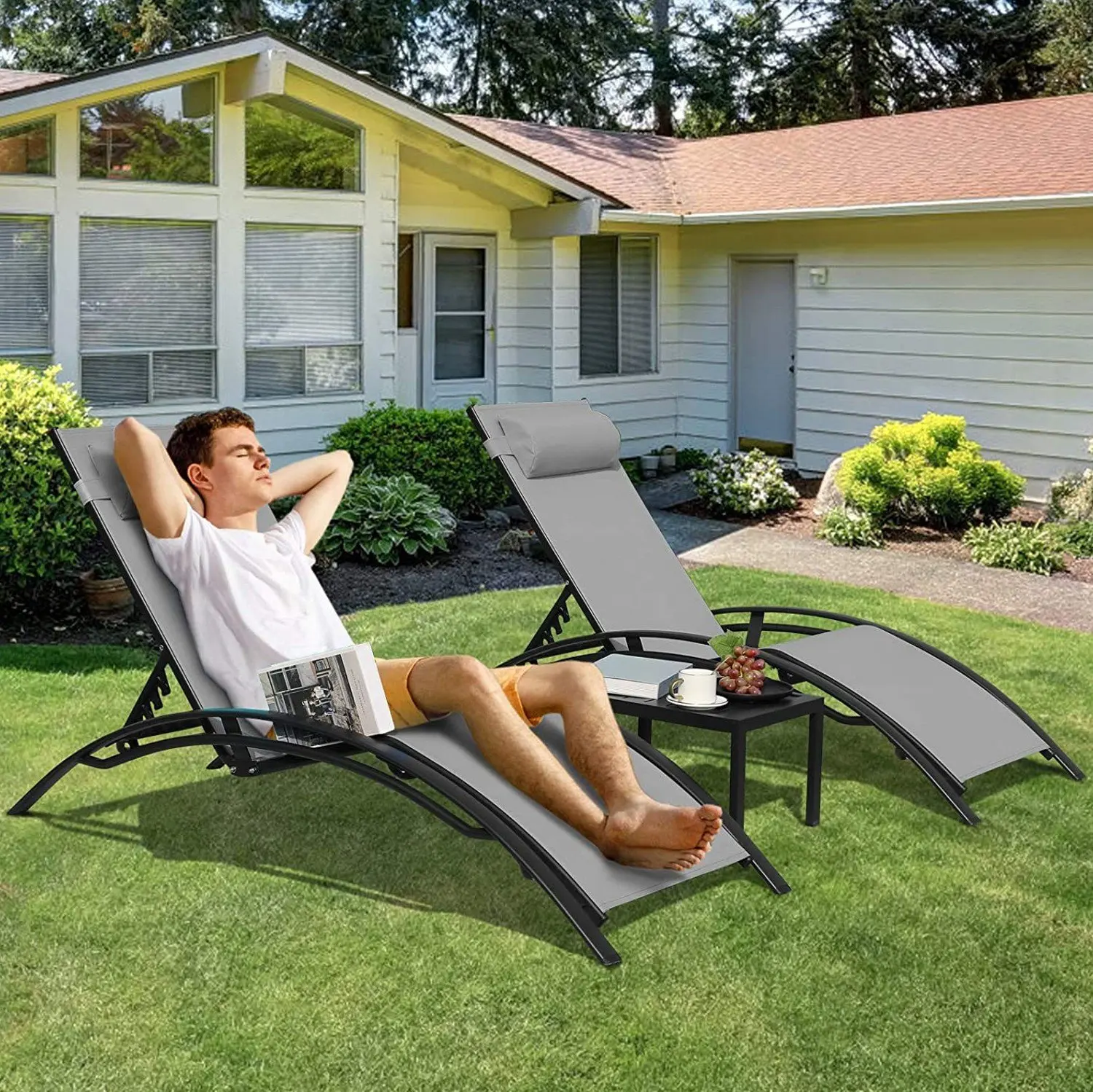 Aluminum Lounge Chair for Outs - Outdoor Furniture Recliner Set review and price