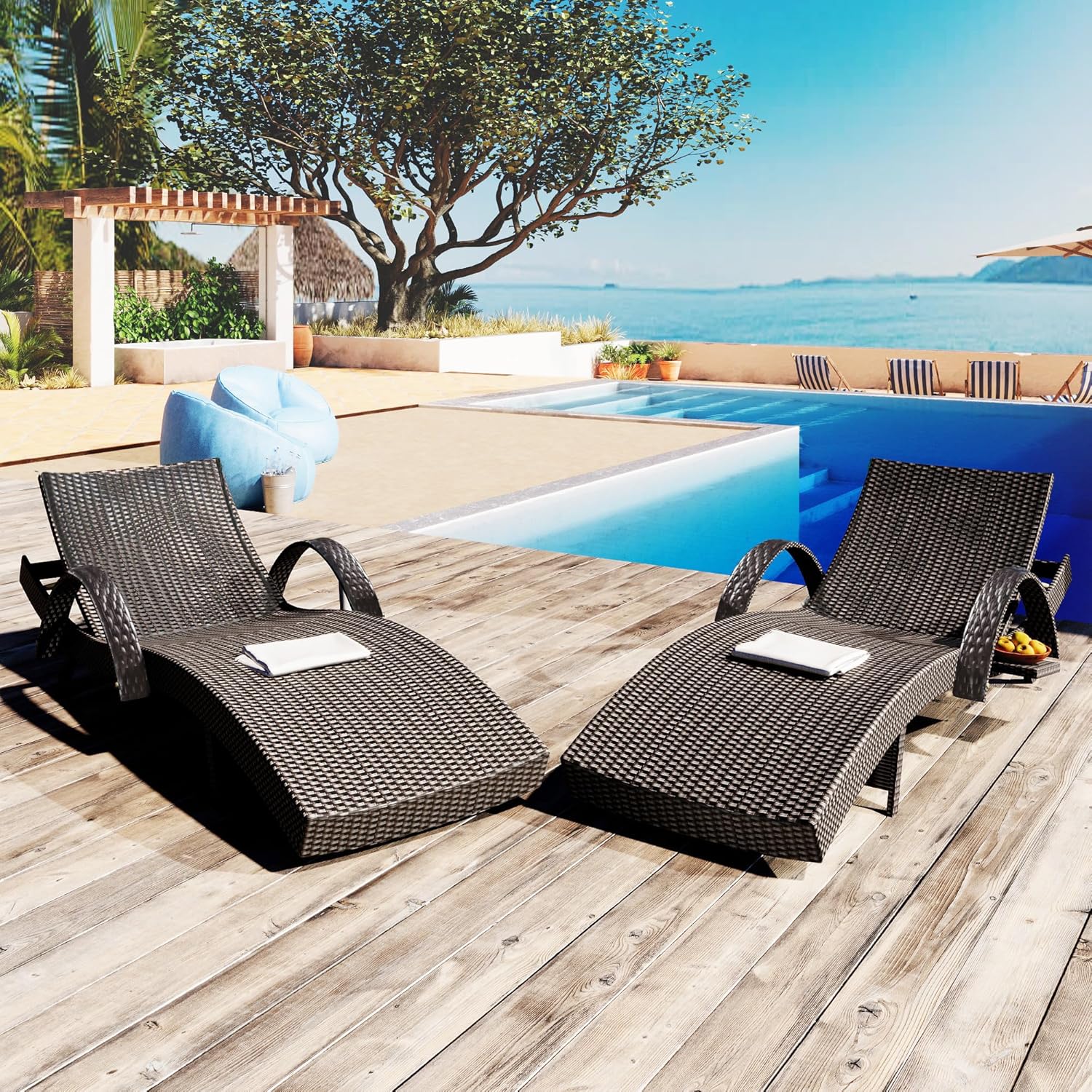 80'' Adjustable Reclining Chai - Outdoor Furniture Recliner Set review and price