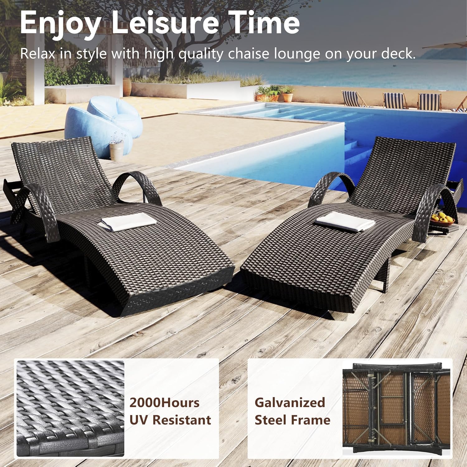 80'' Adjustable Reclining Chai - Outdoor Furniture Recliner Set review and price